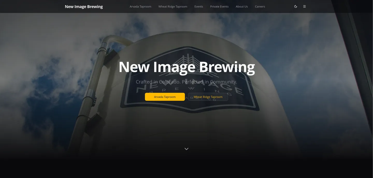 New Image Brewing taproom concept homepage