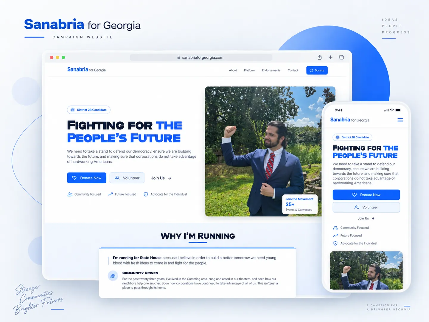 Sanabria for Georgia campaign website shown on desktop and mobile