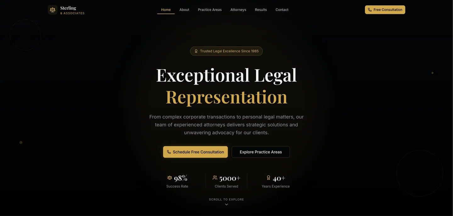 Sterling & Associates law firm concept homepage